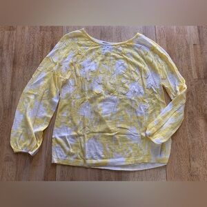 Chico's Yellow and White Cotton Blouse szM